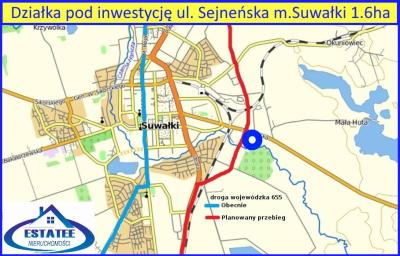  Sejneńskiej , m. Suwałki 1.6 ha - działka inwestycyjna
