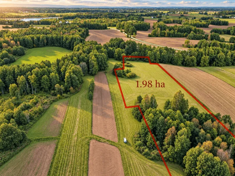Babańce, gmina Sejny, działki rolne z linią brzegową rzeki Marycha